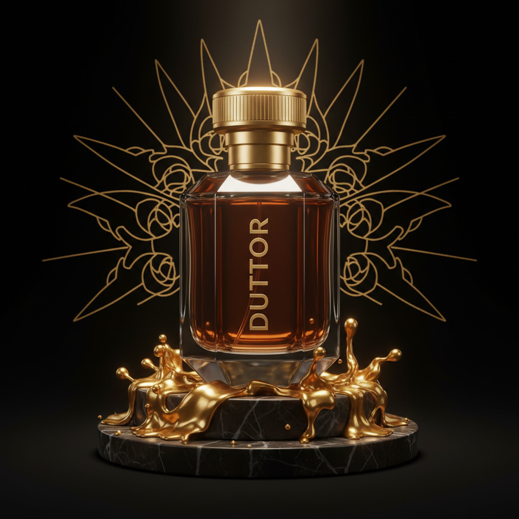 DUTTOR luxury perfume bottle dark background