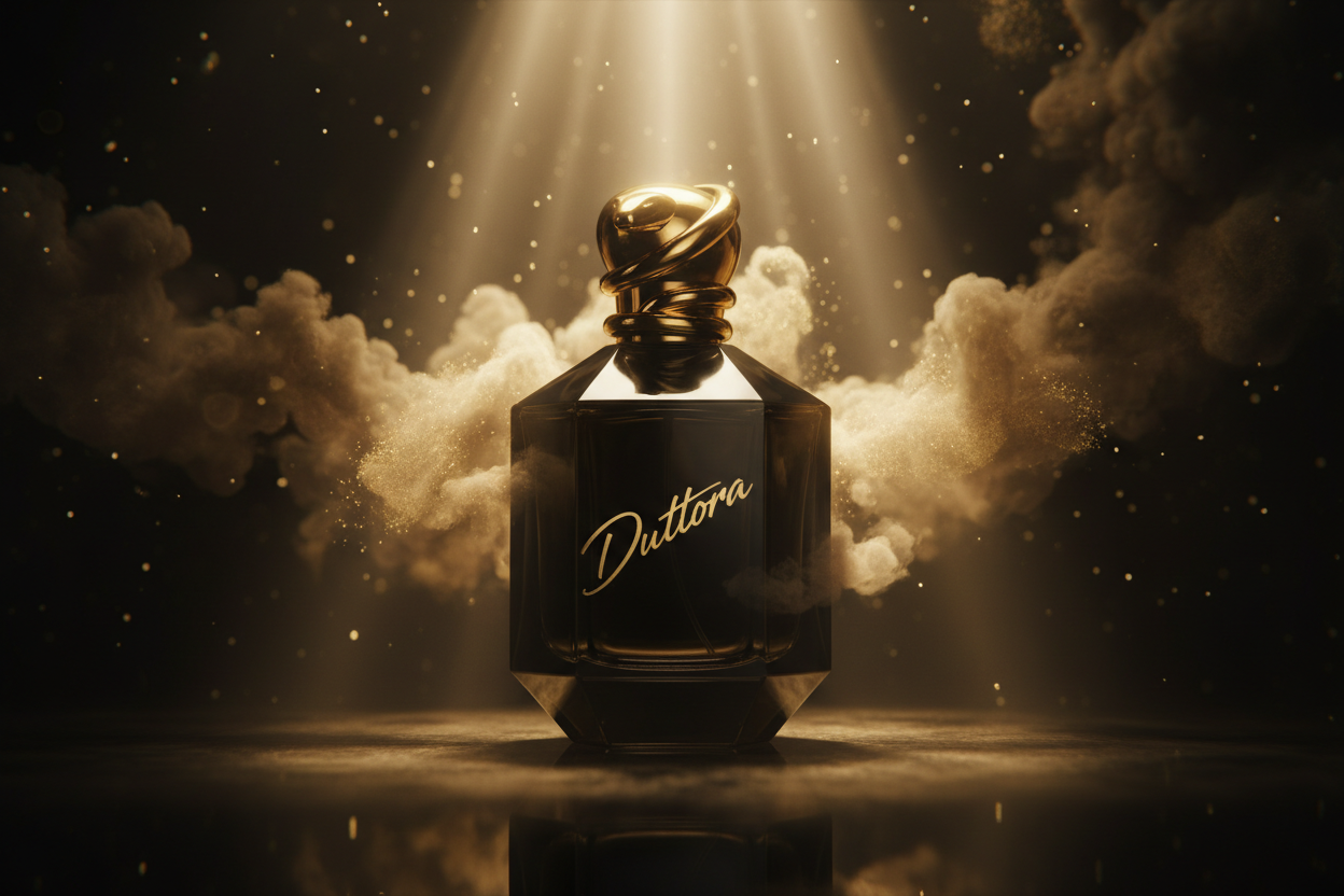 Duttora perfume abstract cinematic campaign with golden mist