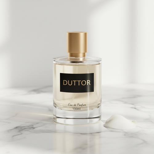 DUTTOR perfume bottle on white marble