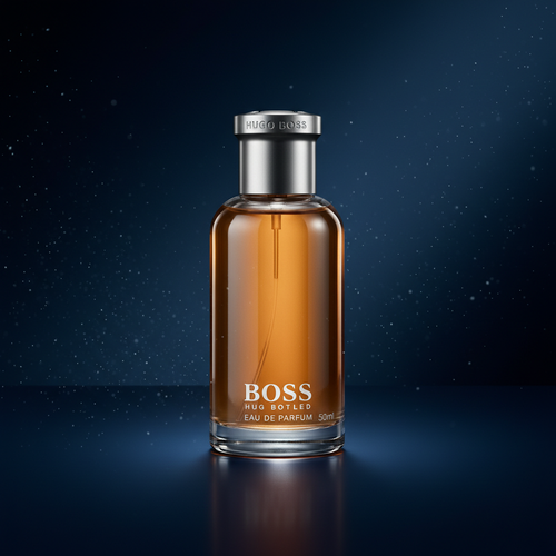 Hugo Boss Bottled 50ml Eau de Parfum bottle studio photography